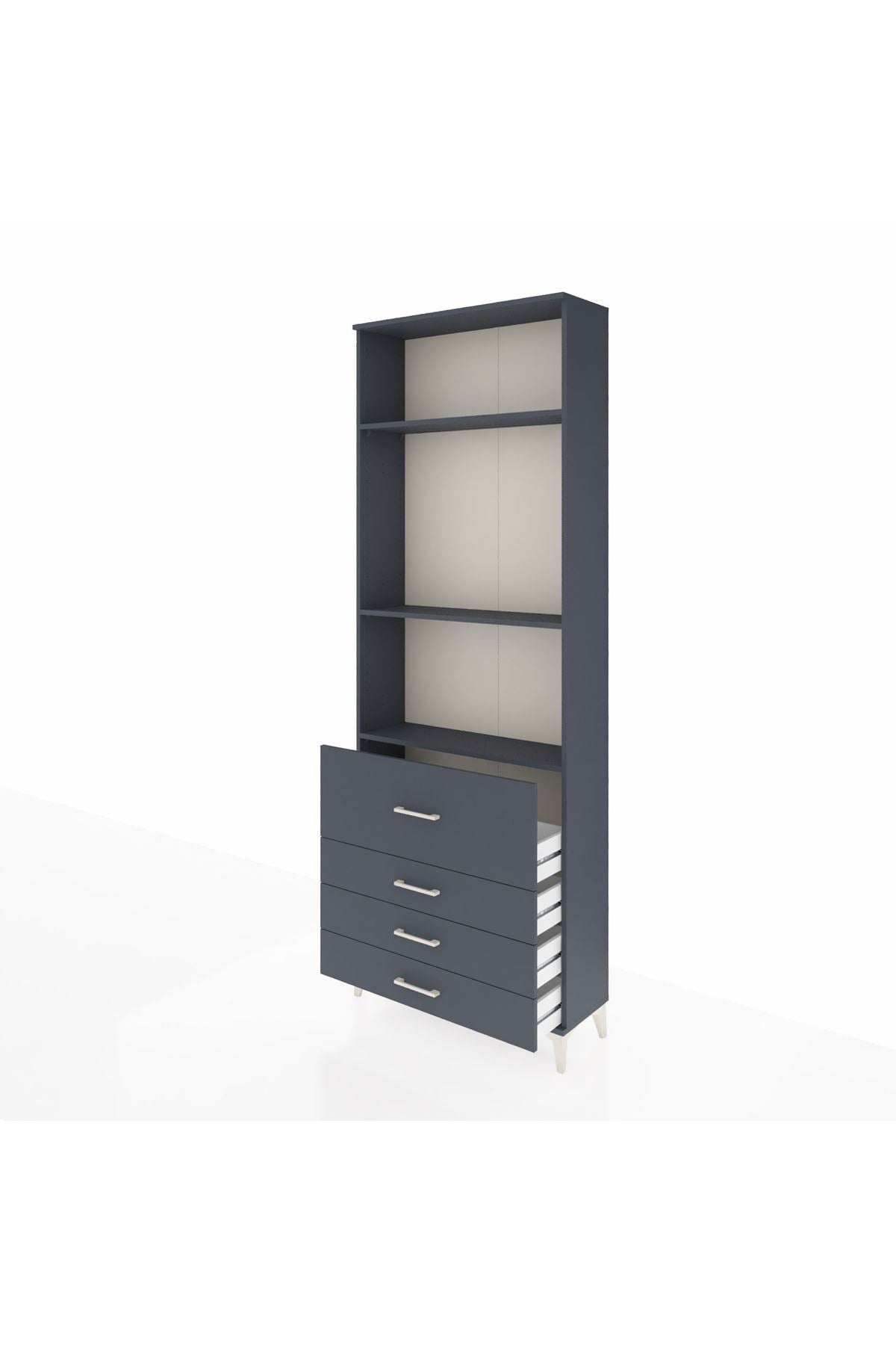 Arges Dolap 3 Raflı 4 Çekmeceli 88x30x243 Antrasit-Antrasit