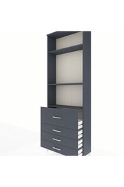 Arges Dolap 3 Raflı 4 Çekmeceli 88x30x243 Antrasit-Antrasit