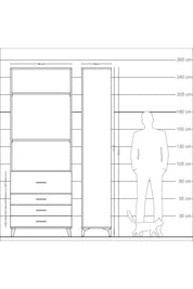 Arges Dolap 3 Raflı 4 Çekmeceli 88x30x243 Antrasit-Çam