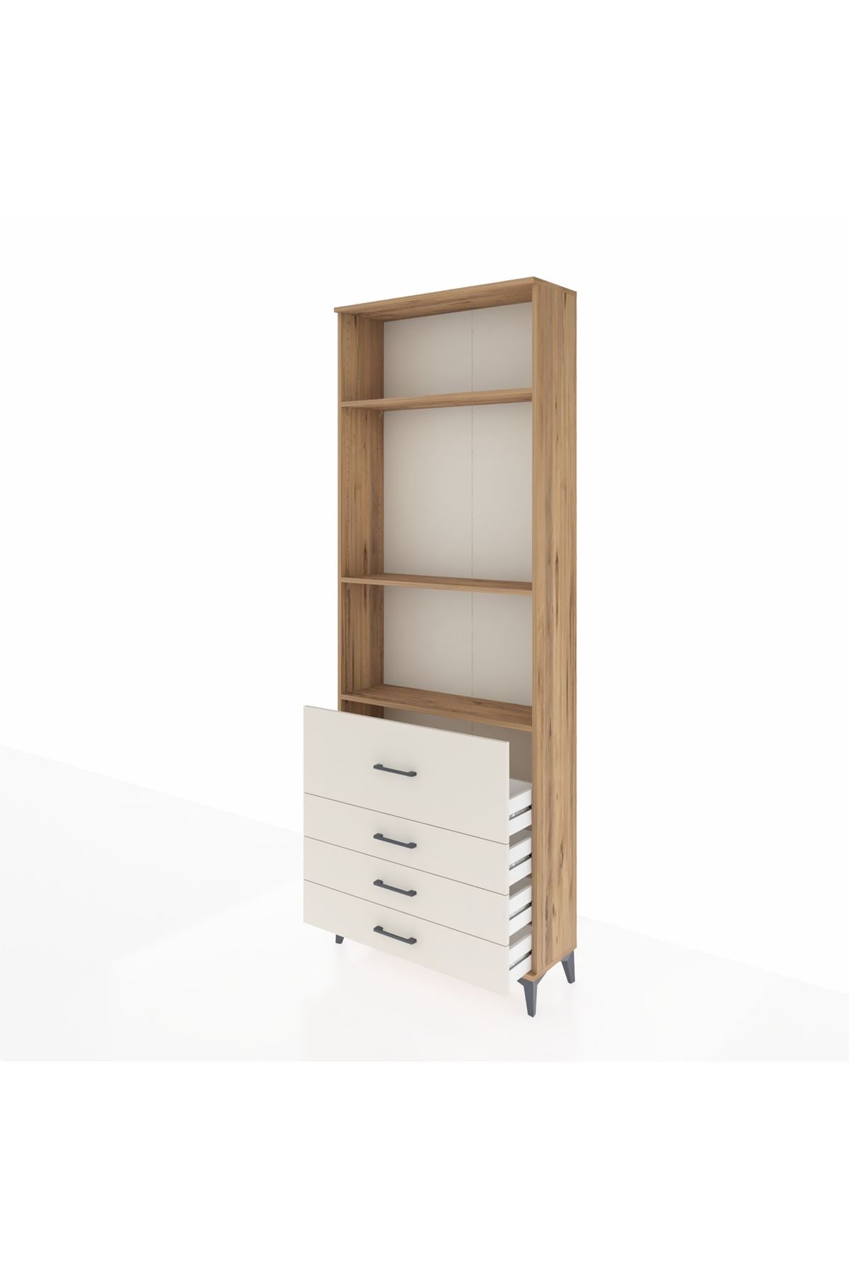 Arges Dolap 3 Raflı 4 Çekmeceli 88x30x243 Çam-Aytaşı