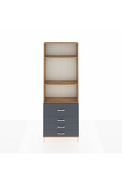 Arges Dolap 3 Raflı 4 Çekmeceli 88x30x243 Çam-Antrasit