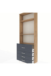 Arges Dolap 3 Raflı 4 Çekmeceli 88x30x243 Çam-Antrasit