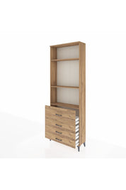 Arges Dolap 3 Raflı 4 Çekmeceli 88x30x243 Çam-Çam