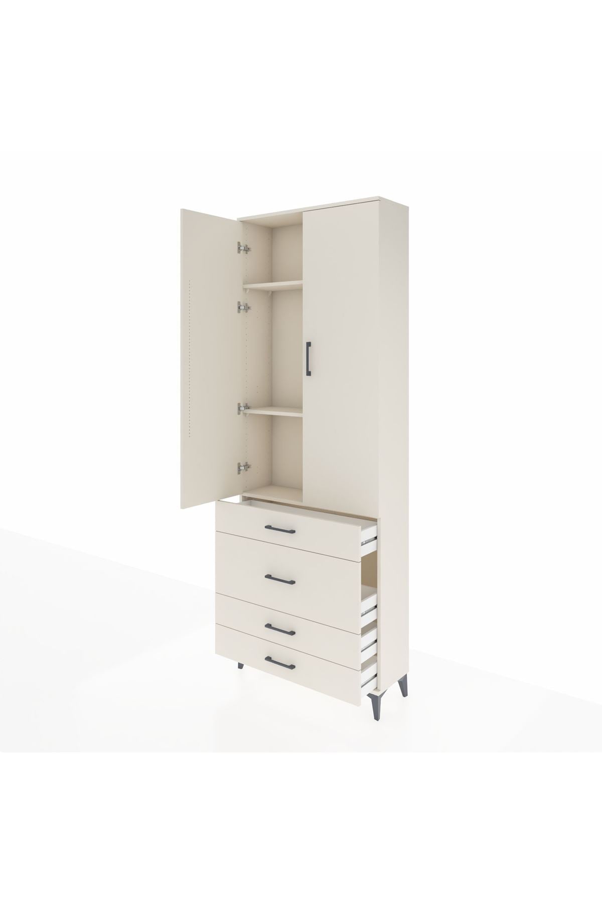 Arges Dolap 3 Raflı 4 Çekmeceli 2 Kapaklı 88x30x243 Aytaşı-Aytaşı