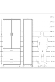 Arges Dolap 3 Raflı 4 Çekmeceli 2 Kapaklı 88x30x243 Aytaşı-Aytaşı