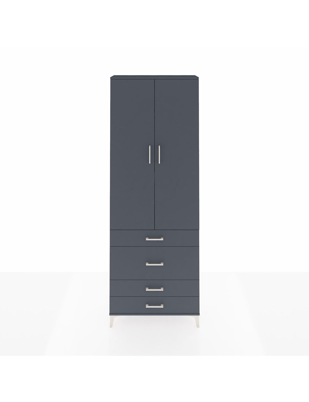 Arges Dolap 3 Raflı 4 Çekmeceli 2 Kapaklı 88x30x243 Antrasit-Antrasit