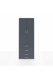 Arges Dolap 3 Raflı 4 Çekmeceli 2 Kapaklı 88x30x243 Antrasit-Antrasit