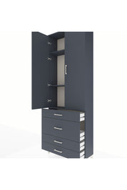 Arges Dolap 3 Raflı 4 Çekmeceli 2 Kapaklı 88x30x243 Antrasit-Antrasit