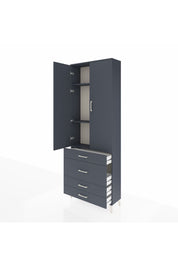 Arges Dolap 3 Raflı 4 Çekmeceli 2 Kapaklı 88x30x243 Antrasit-Antrasit