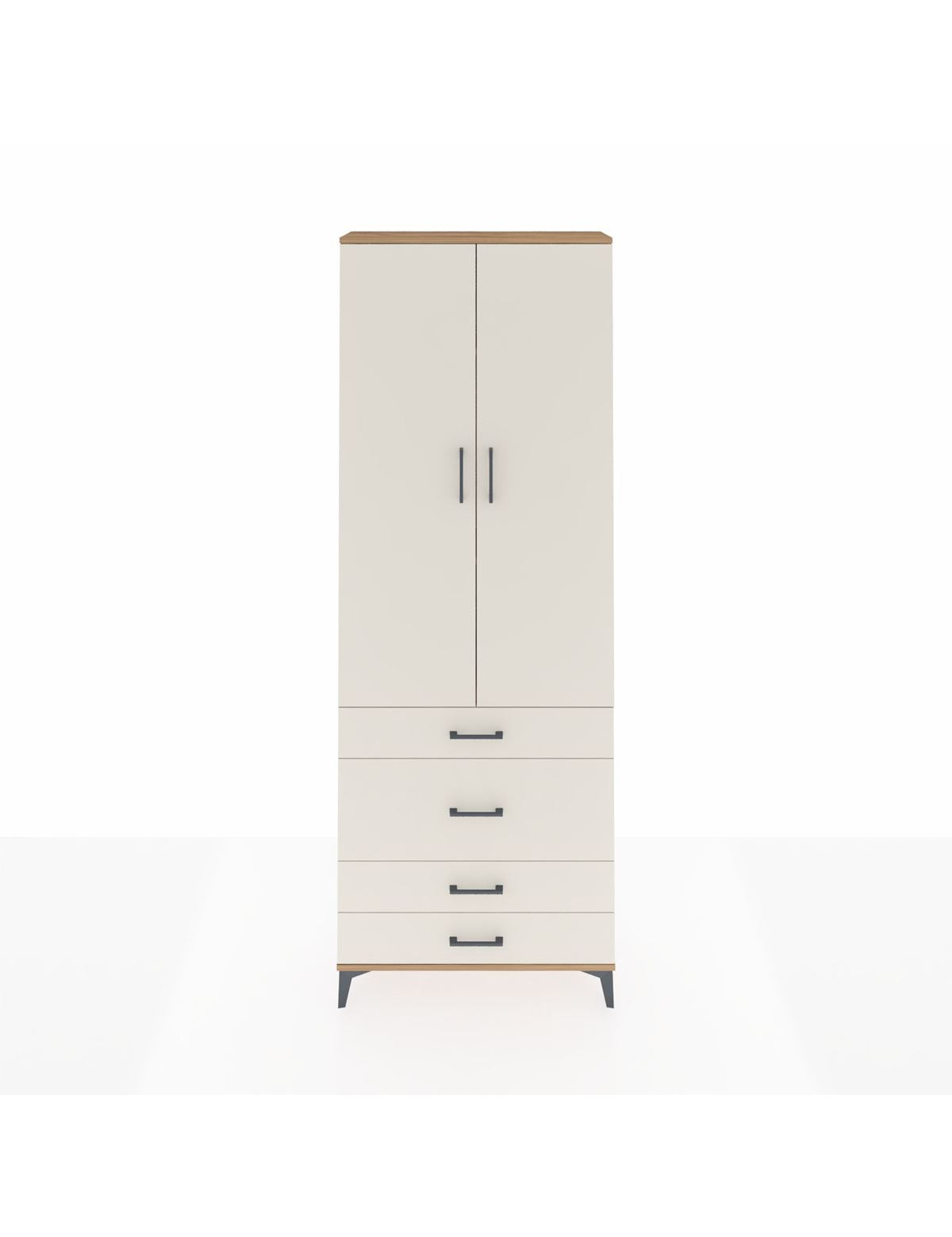 Arges Dolap 3 Raflı 4 Çekmeceli 2 Kapaklı 88x30x243 Çam-Aytaşı