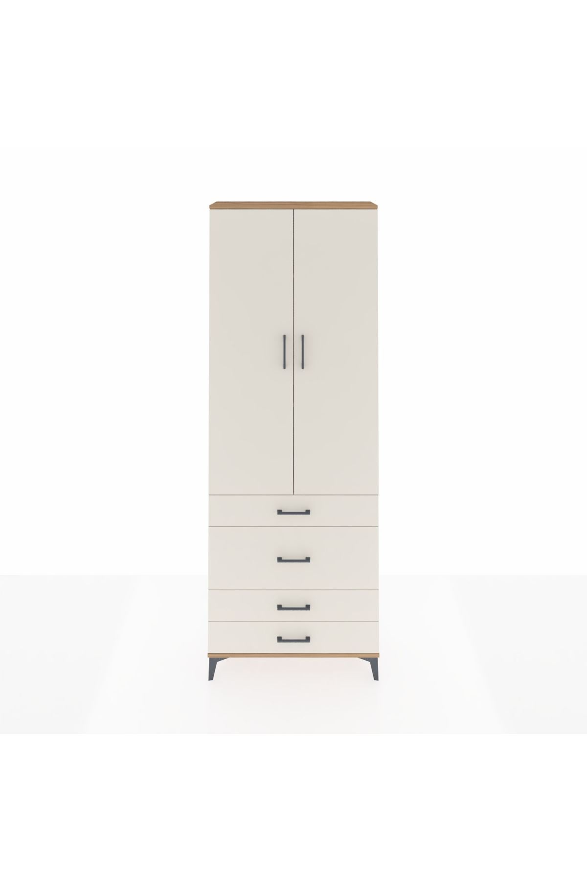 Arges Dolap 3 Raflı 4 Çekmeceli 2 Kapaklı 88x30x243 Çam-Aytaşı