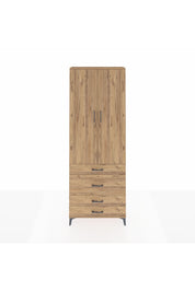 Arges Dolap 3 Raflı 4 Çekmeceli 2 Kapaklı 88x30x243 Çam-Çam