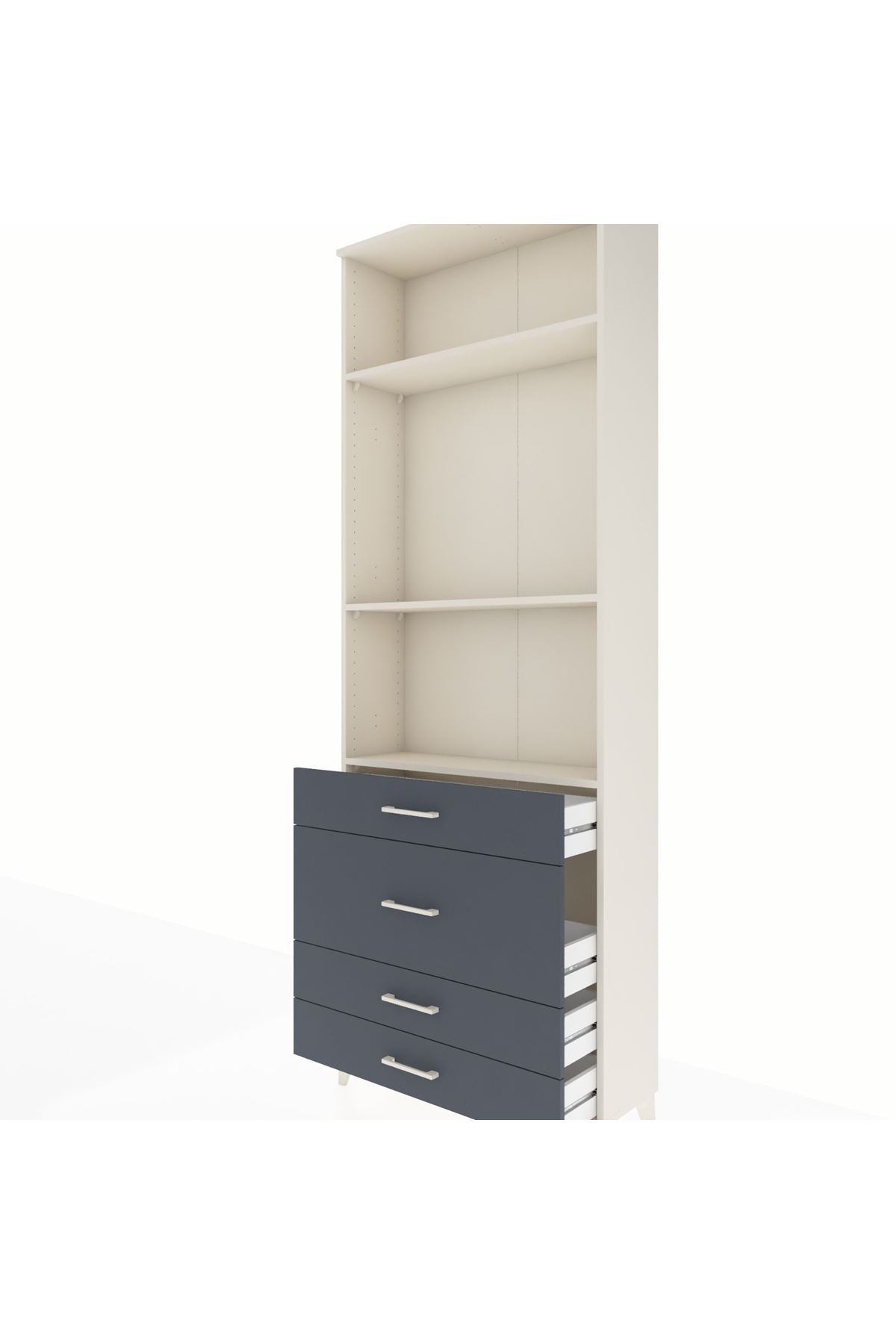 Arges Dolap 3 Raflı 4 Çekmeceli 88x30x243 Aytaşı-Antrasit