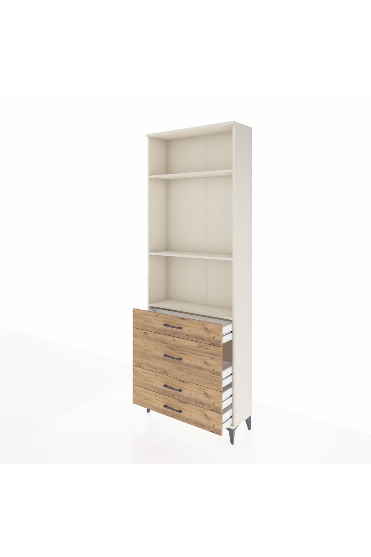 Arges Dolap 3 Raflı 4 Çekmeceli 88x30x243 Aytaşı-Çam