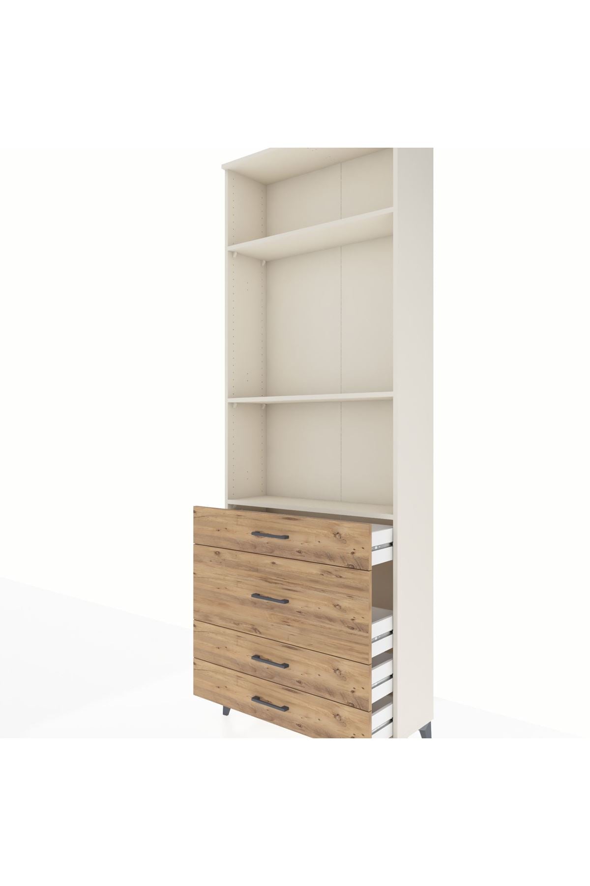 Arges Dolap 3 Raflı 4 Çekmeceli 88x30x243 Aytaşı-Çam