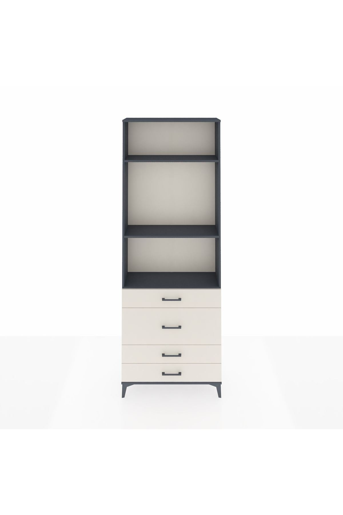 Arges Dolap 3 Raflı 4 Çekmeceli 88x30x243 Antrasit-Aytaşı
