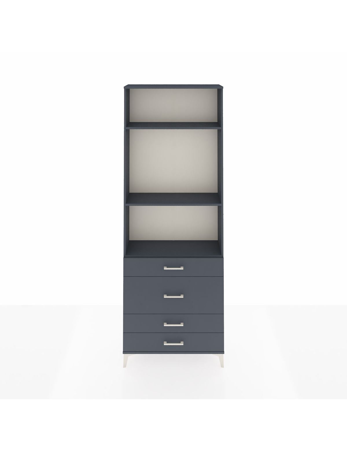 Arges Dolap 3 Raflı 4 Çekmeceli 88x30x243 Antrasit-Antrasit