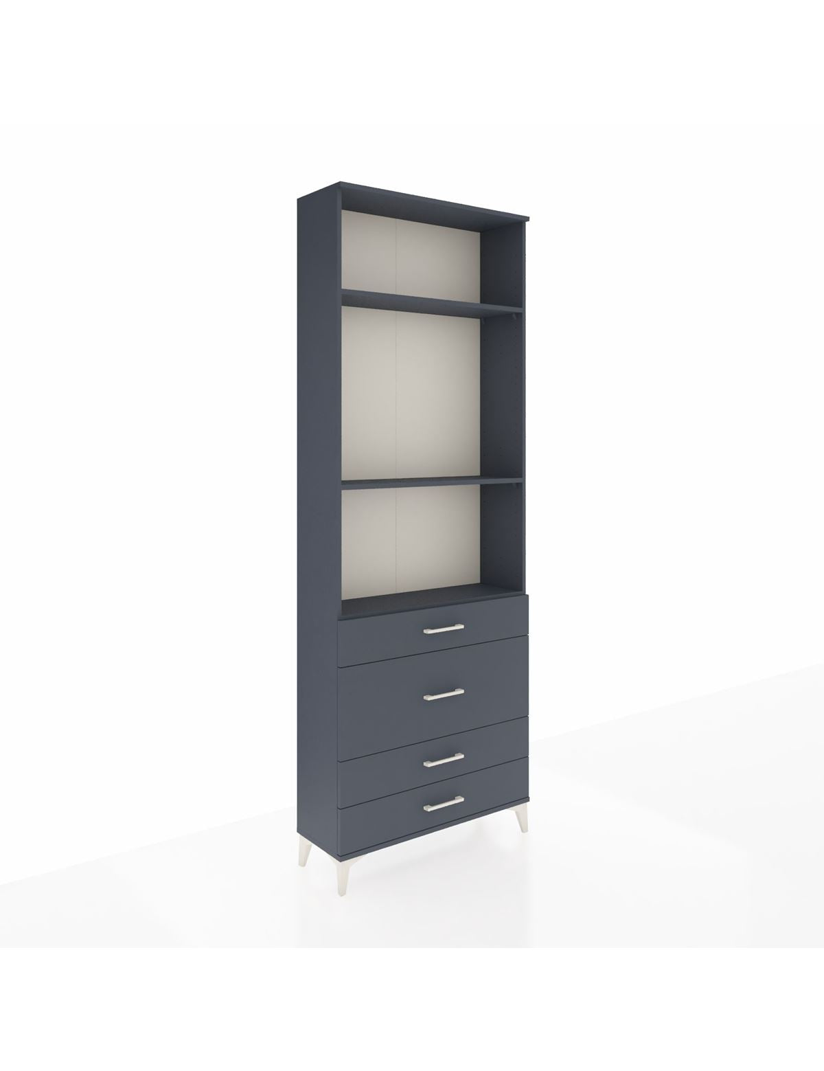 Arges Dolap 3 Raflı 4 Çekmeceli 88x30x243 Antrasit-Antrasit