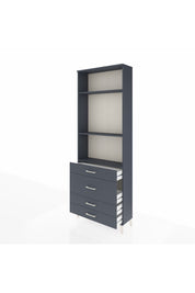 Arges Dolap 3 Raflı 4 Çekmeceli 88x30x243 Antrasit-Antrasit