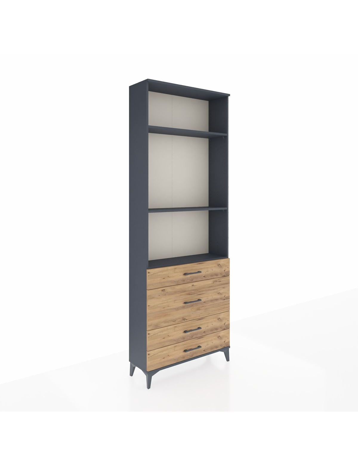 Arges Dolap 3 Raflı 4 Çekmeceli 88x30x243 Antrasit-Çam