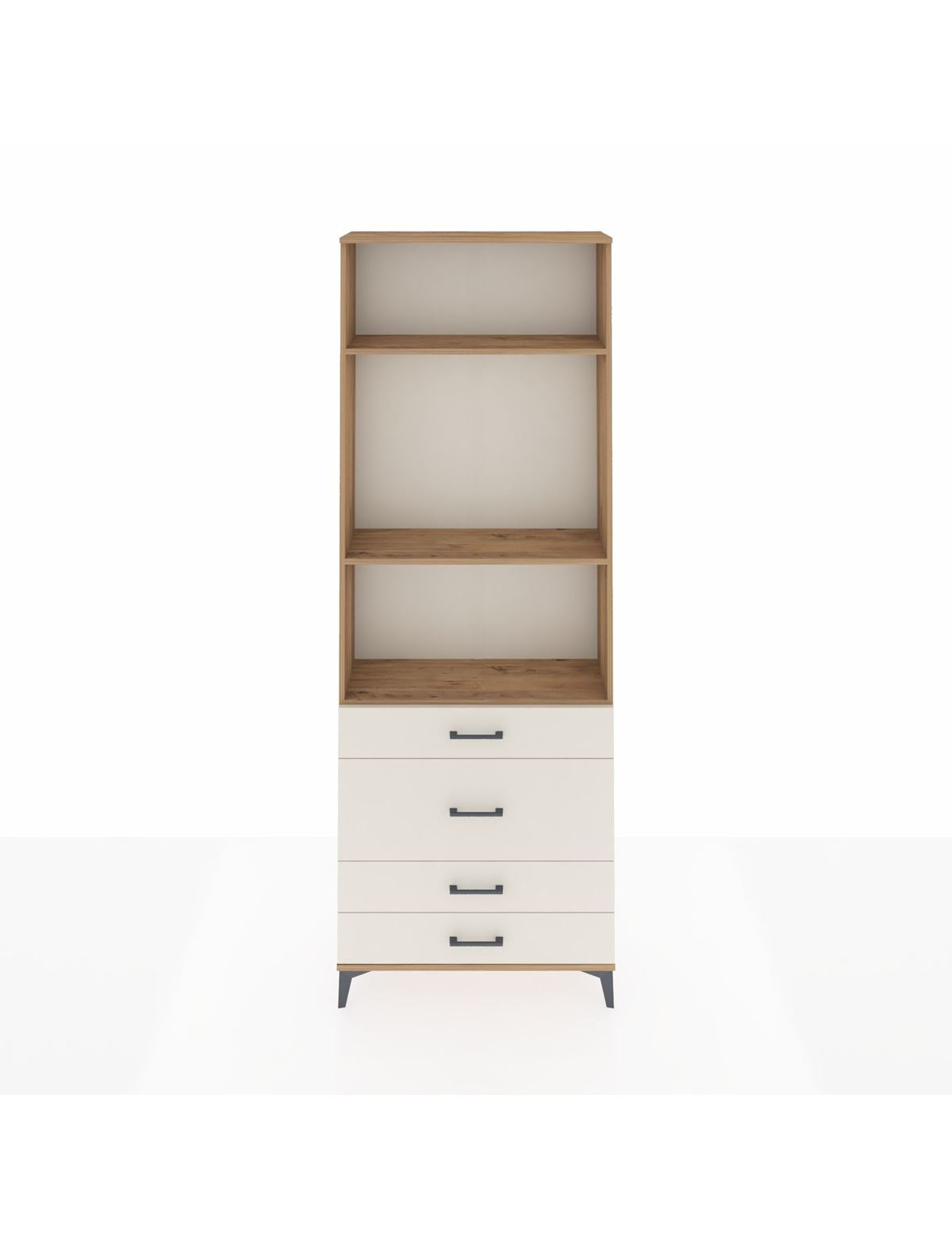 Arges Dolap 3 Raflı 4 Çekmeceli 88x30x243 Çam-Aytaşı