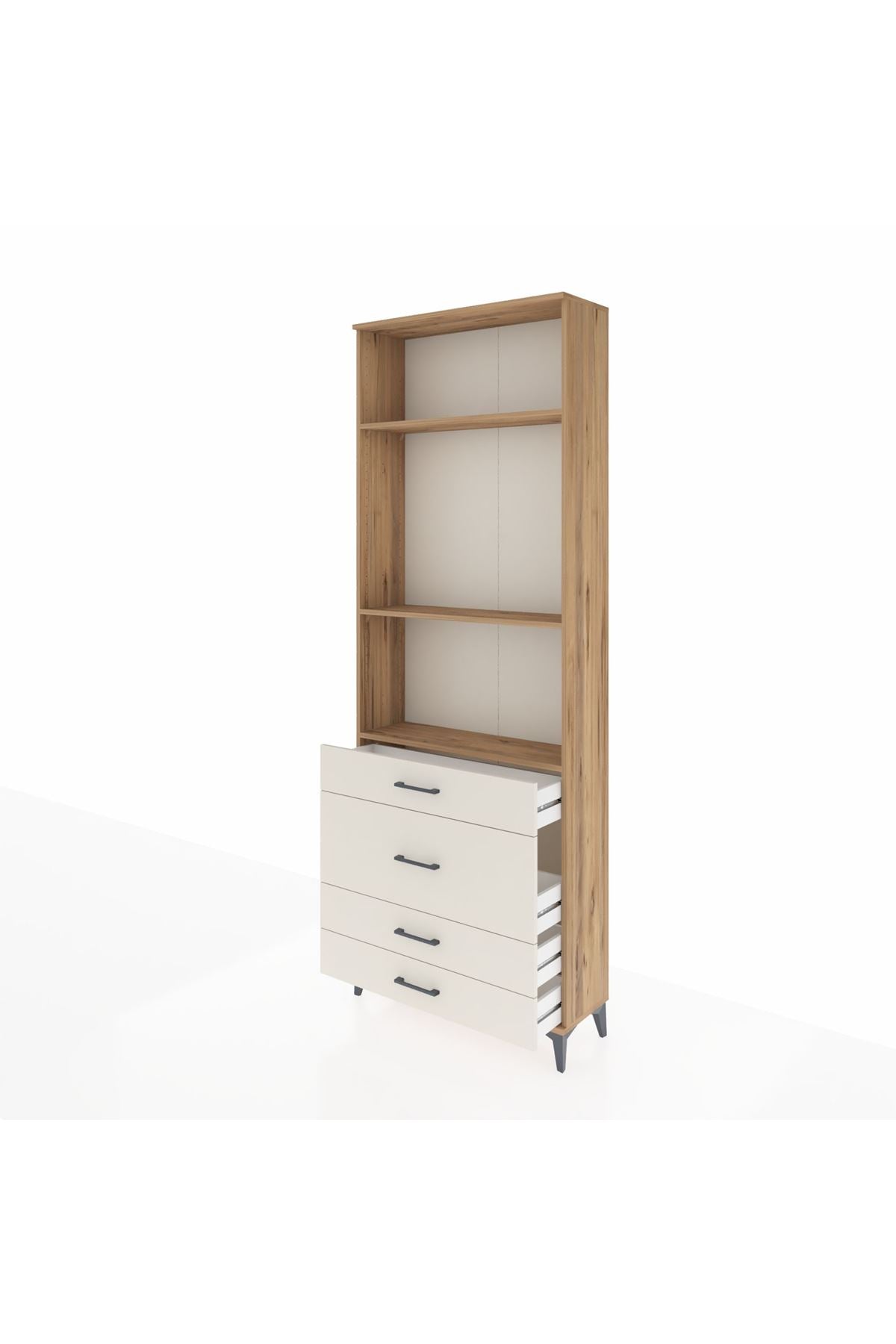 Arges Dolap 3 Raflı 4 Çekmeceli 88x30x243 Çam-Aytaşı