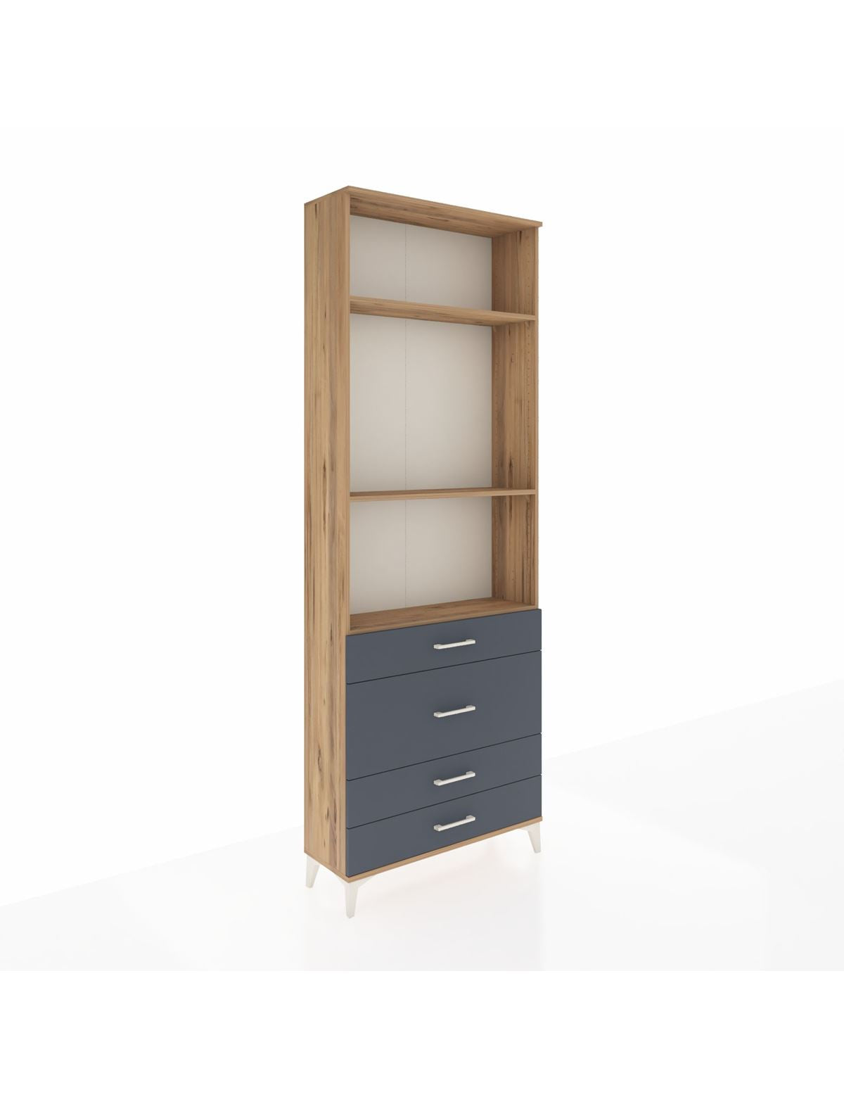 Arges Dolap 3 Raflı 4 Çekmeceli 88x30x243 Çam-Antrasit