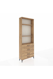 Arges Dolap 3 Raflı 4 Çekmeceli 88x30x243 Çam-Çam