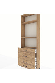 Arges Dolap 3 Raflı 4 Çekmeceli 88x30x243 Çam-Çam