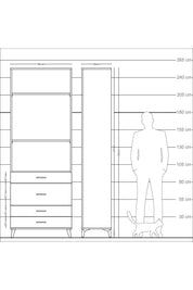 Arges Dolap 3 Raflı 4 Çekmeceli 88x30x243 Çam-Çam