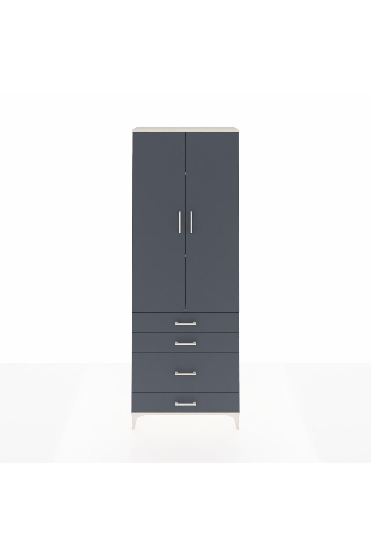 Arges Dolap 3 Raflı 4 Çekmeceli 2 Kapaklı 88x30x243 Aytaşı-Antrasit