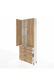 Arges Dolap 3 Raflı 4 Çekmeceli 2 Kapaklı 88x30x243 Aytaşı-Çam