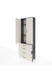 Arges Dolap 3 Raflı 4 Çekmeceli 2 Kapaklı 88x30x243 Antrasit-Aytaşı