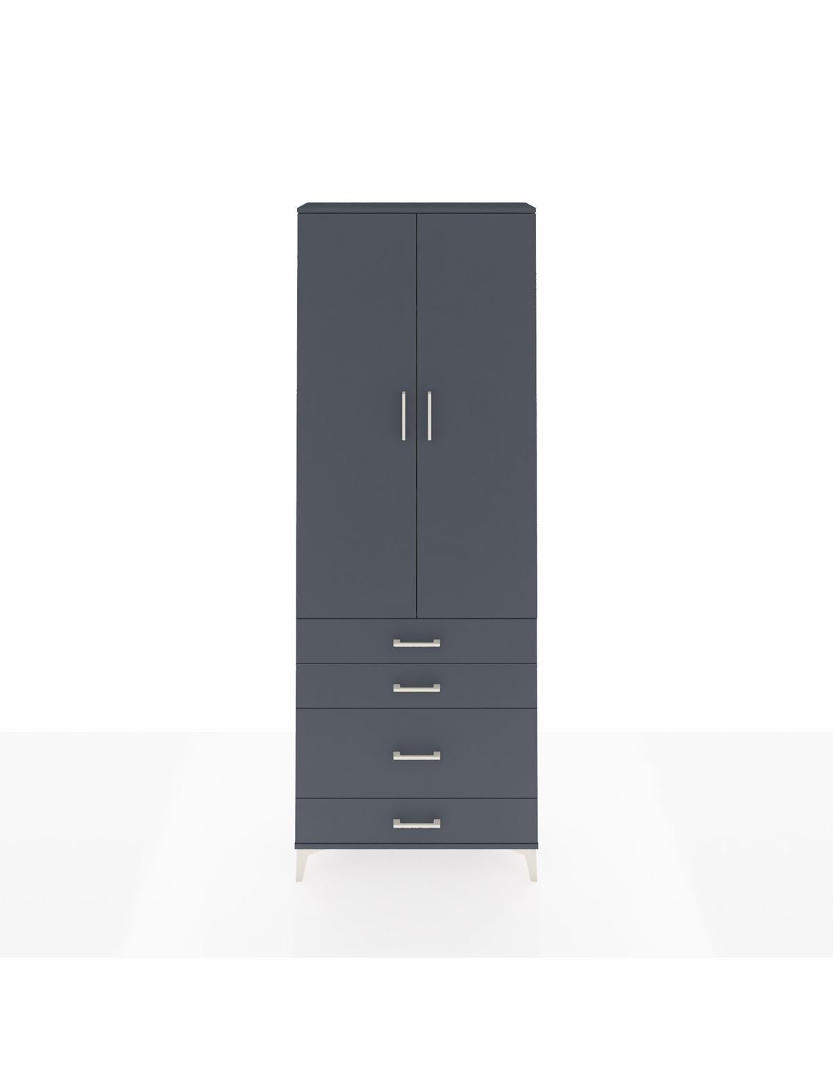 Arges Dolap 3 Raflı 4 Çekmeceli 2 Kapaklı 88x30x243 Antrasit-Antrasit