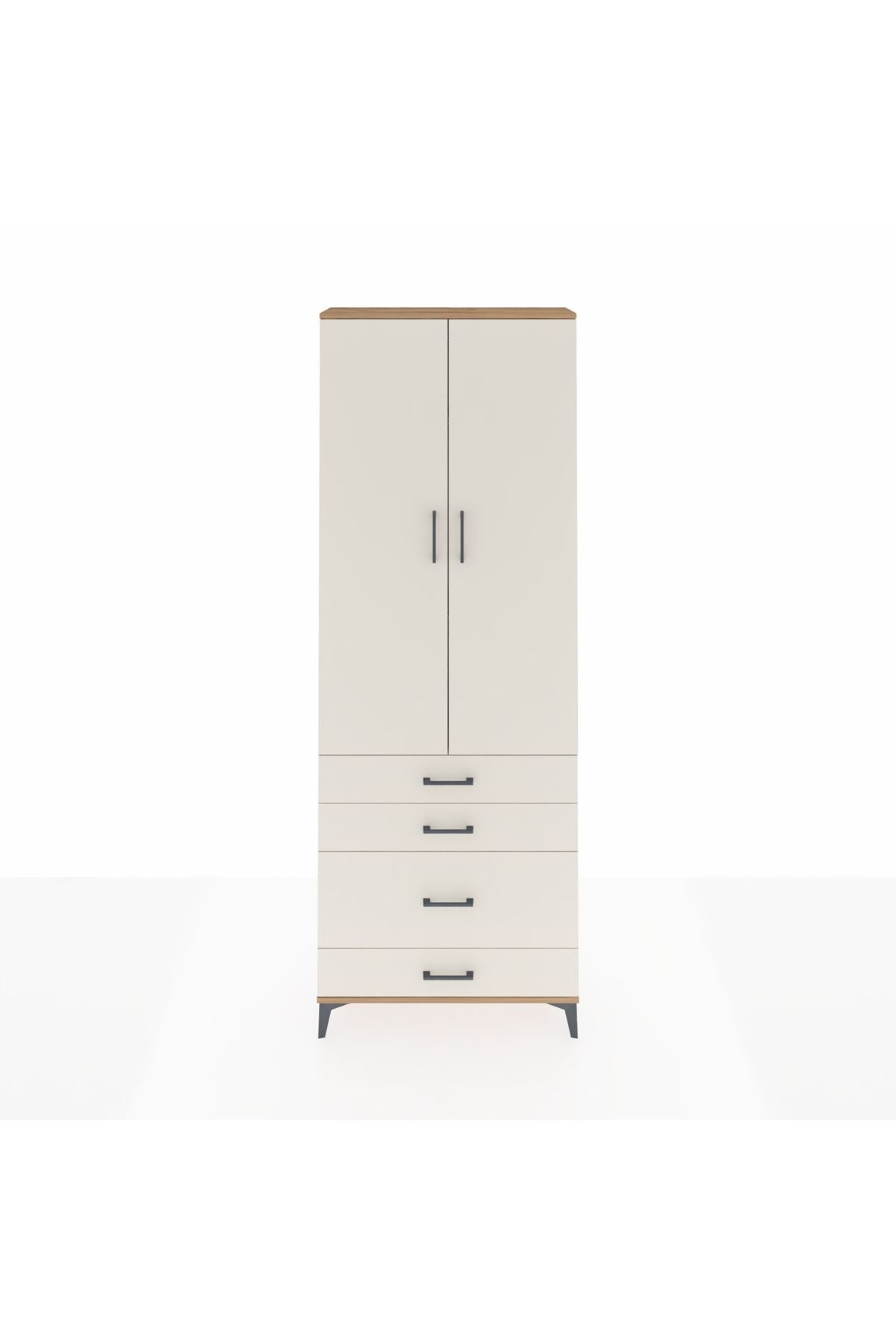 Arges Dolap 3 Raflı 4 Çekmeceli 2 Kapaklı 88x30x243 Çam-Aytaşı