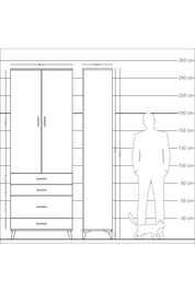 Arges Dolap 3 Raflı 4 Çekmeceli 2 Kapaklı 88x30x243 - S33M047V6A