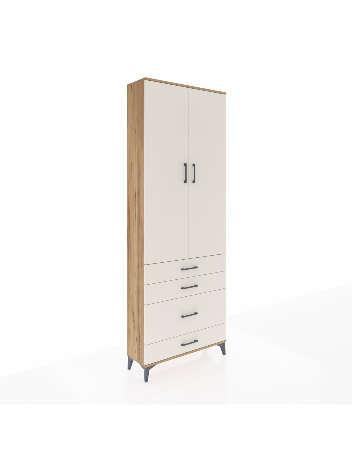 Arges Dolap 3 Raflı 4 Çekmeceli 2 Kapaklı 88x30x243 Çam-Aytaşı