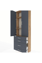 Arges Dolap 3 Raflı 4 Çekmeceli 2 Kapaklı 88x30x243 Çam-Antrasit