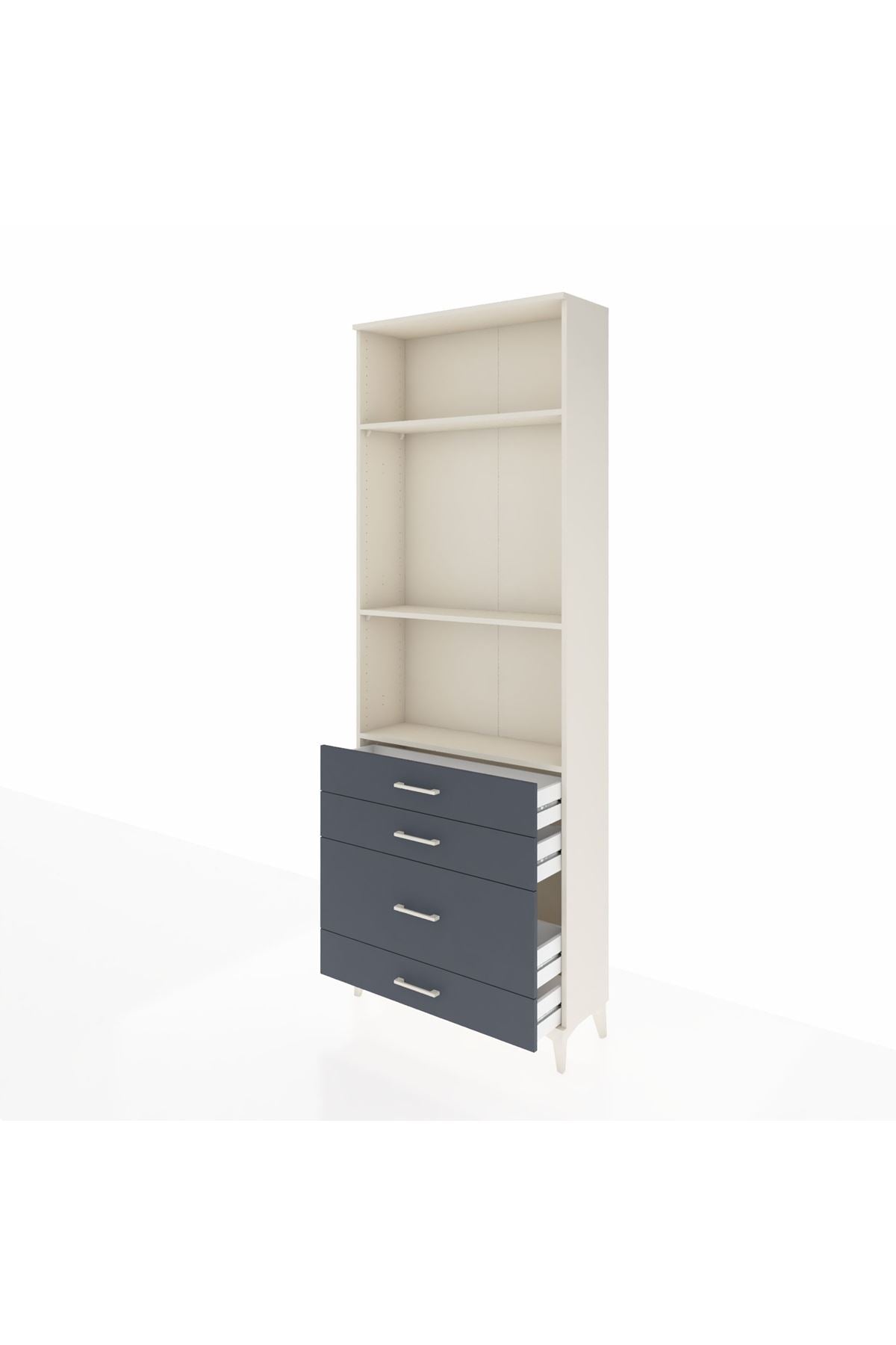 Arges Dolap 3 Raflı 4 Çekmeceli 88x30x243 Aytaşı-Antrasit