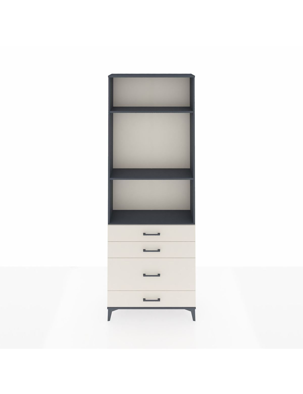 Arges Dolap 3 Raflı 4 Çekmeceli 88x30x243 Antrasit-Aytaşı