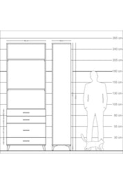 Arges Dolap 3 Raflı 4 Çekmeceli 88x30x243 Aytaşı-Çam