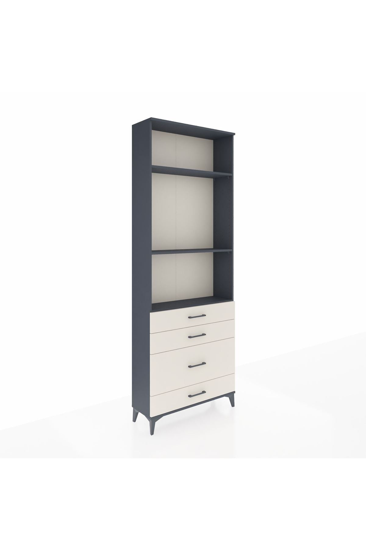 Arges Dolap 3 Raflı 4 Çekmeceli 88x30x243 Antrasit-Aytaşı