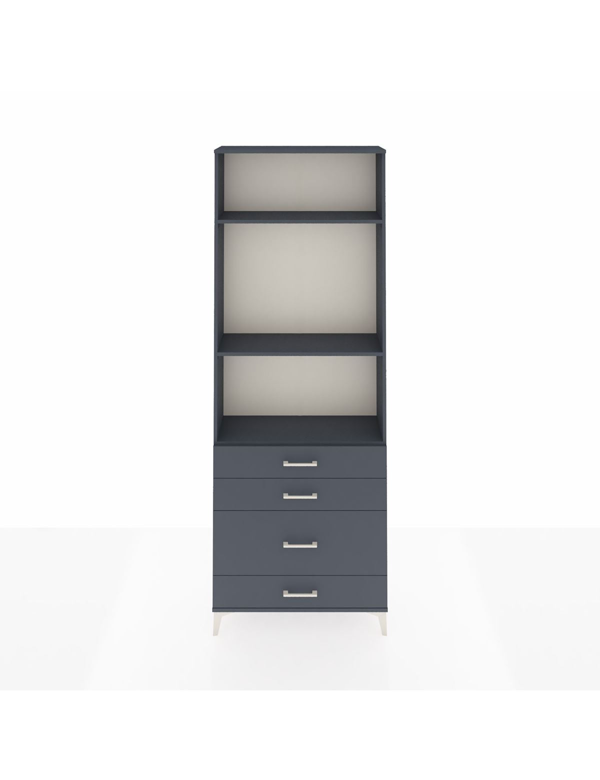 Arges Dolap 3 Raflı 4 Çekmeceli 88x30x243 Antrasit-Antrasit