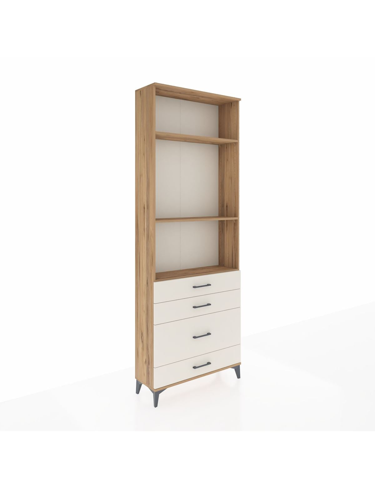 Arges Dolap 3 Raflı 4 Çekmeceli 88x30x243 Çam-Aytaşı