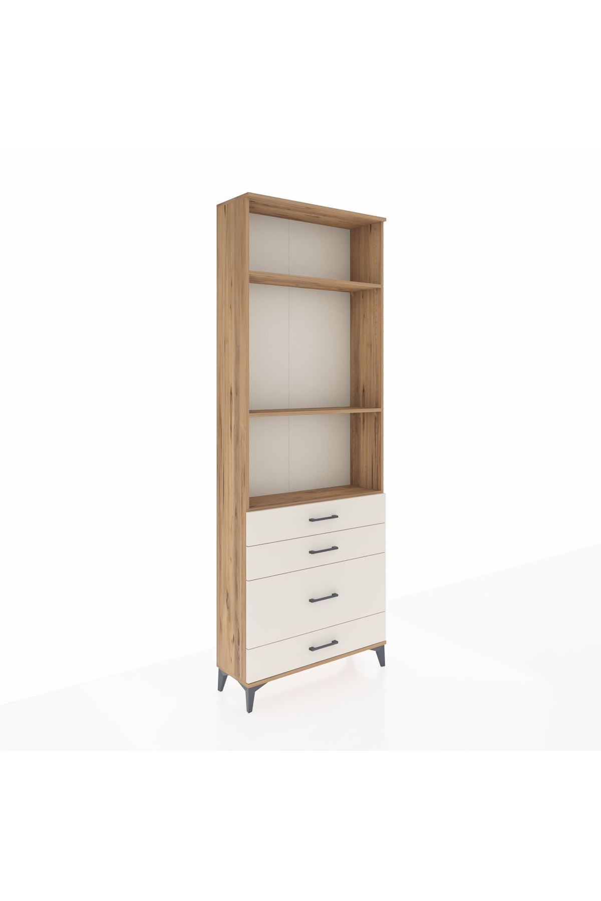 Arges Dolap 3 Raflı 4 Çekmeceli 88x30x243 Çam-Aytaşı