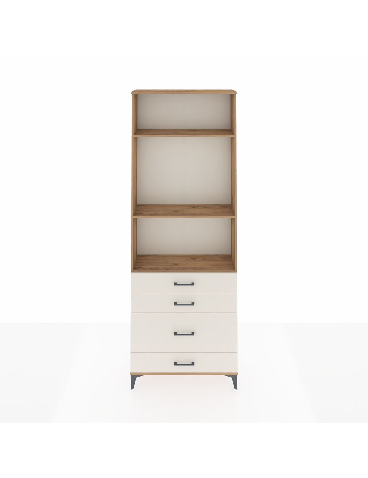 Arges Dolap 3 Raflı 4 Çekmeceli 88x30x243 Çam-Aytaşı