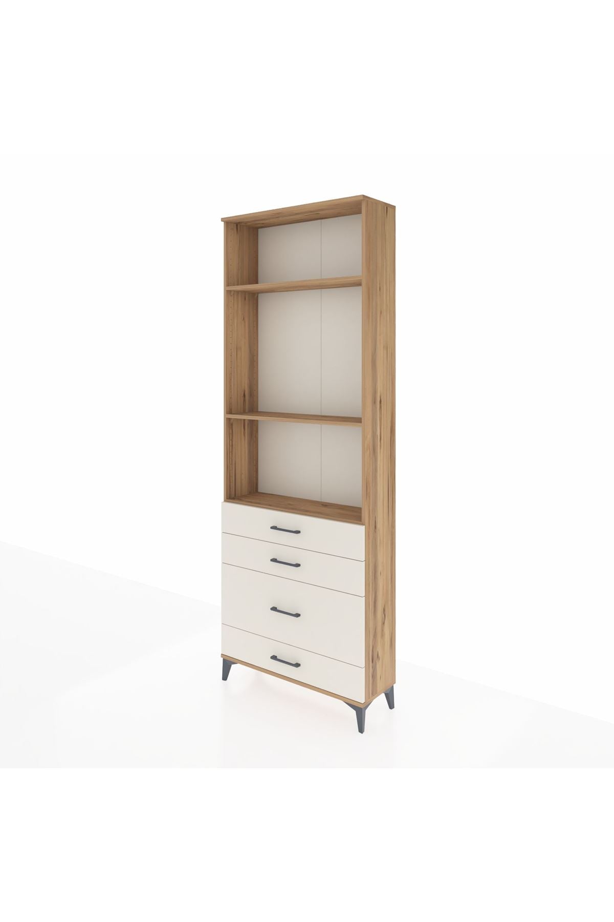 Arges Dolap 3 Raflı 4 Çekmeceli 88x30x243 Çam-Aytaşı