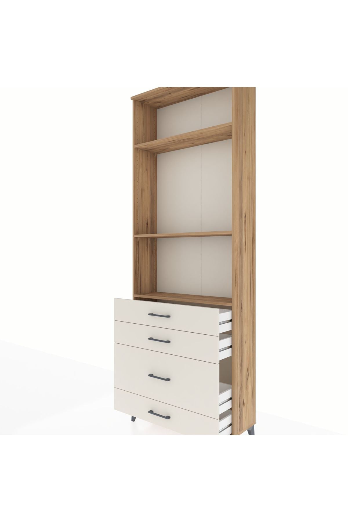 Arges Dolap 3 Raflı 4 Çekmeceli 88x30x243 Çam-Aytaşı