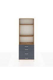 Arges Dolap 3 Raflı 4 Çekmeceli 88x30x243 Çam-Antrasit