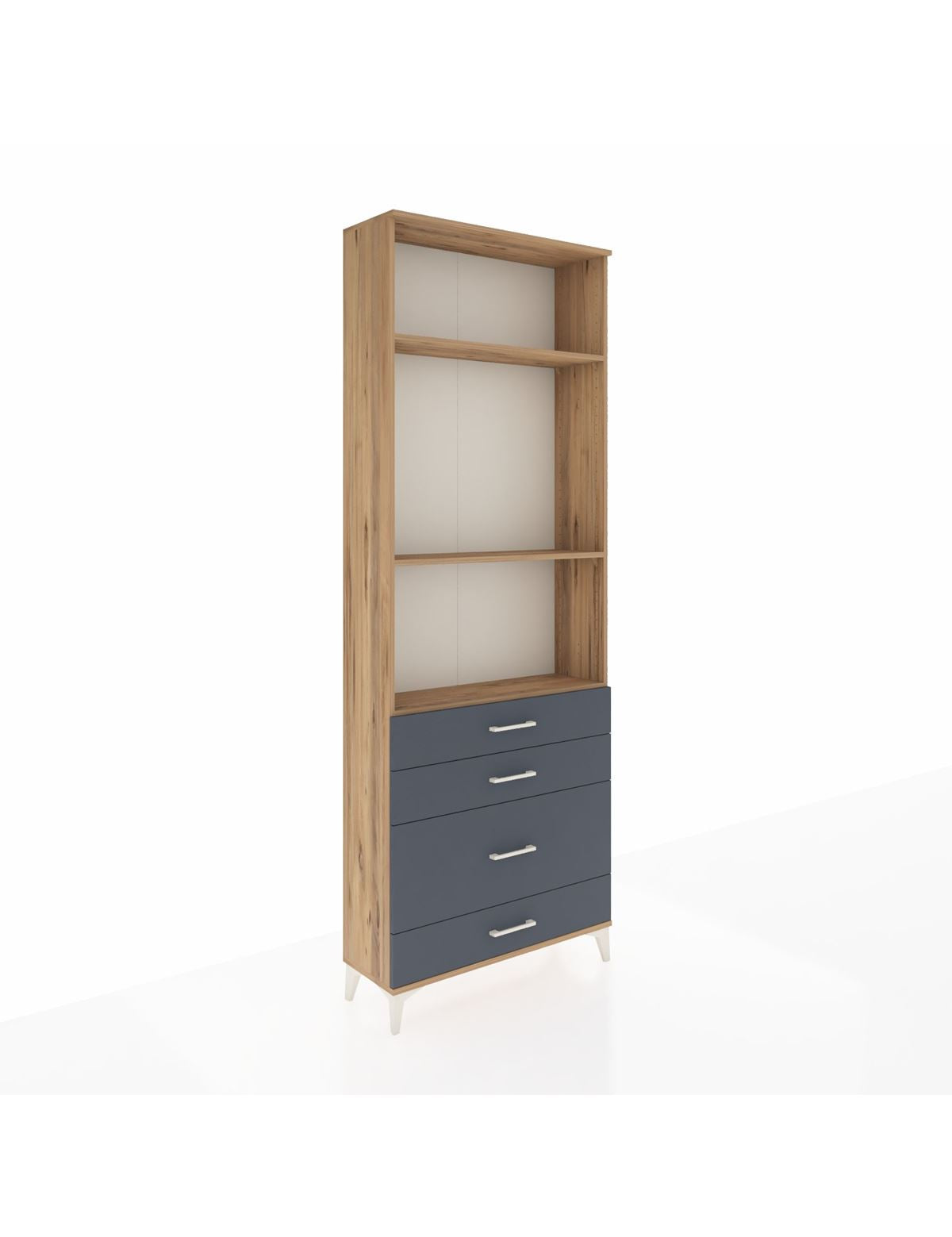 Arges Dolap 3 Raflı 4 Çekmeceli 88x30x243 Çam-Antrasit